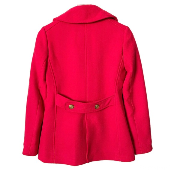 J.Crew Stadium Cloth Wool Majesty Pea Coat Red Gold Crest Buttons 49360 Size 2 - Picture 3 of 7